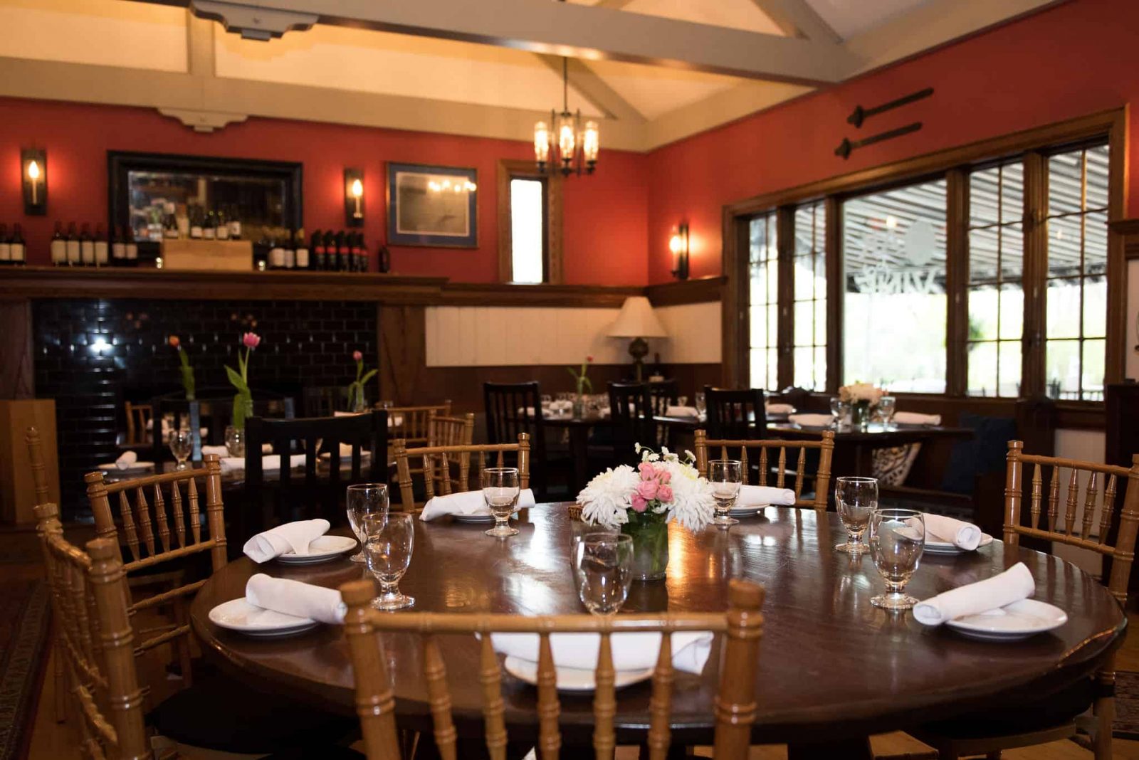 The rustic Oak and Vine dining room